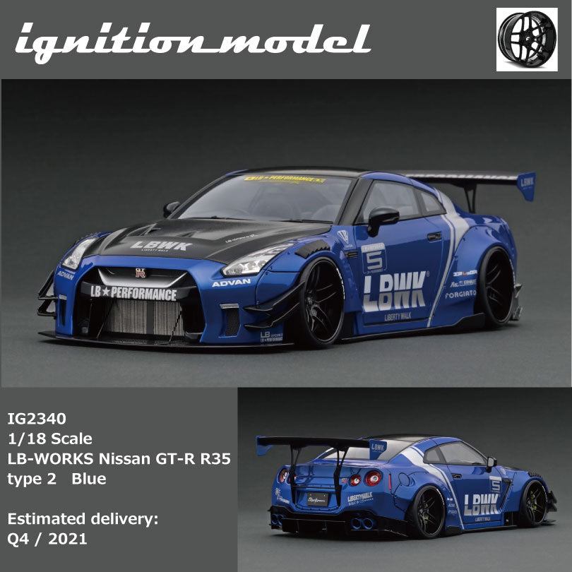 Ignition Model 1:18 LB-WORKS Nissan GT-R R35 type 2 Blue – Horizon