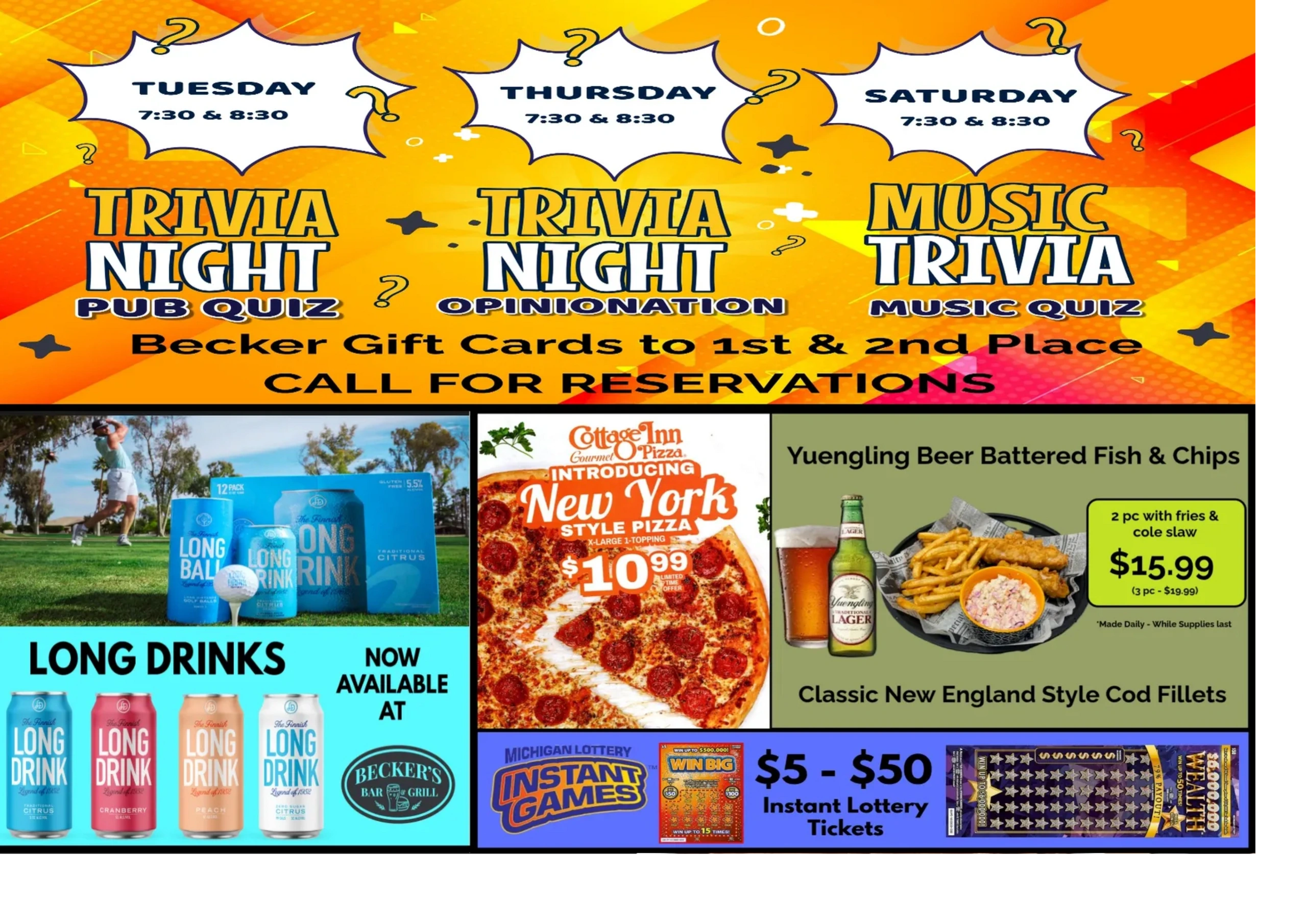 Beckers Bar & Grill - Happy Hour Specials