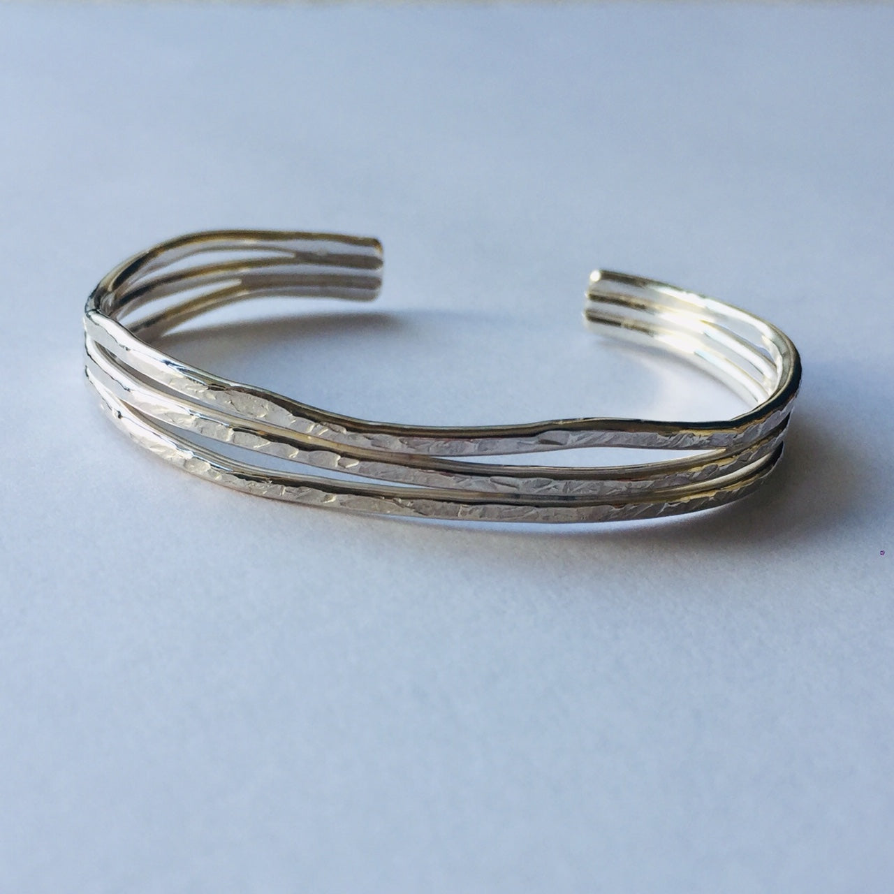3 Lines Sterling Silver925 Wave Bangle For Men & Women ユニ