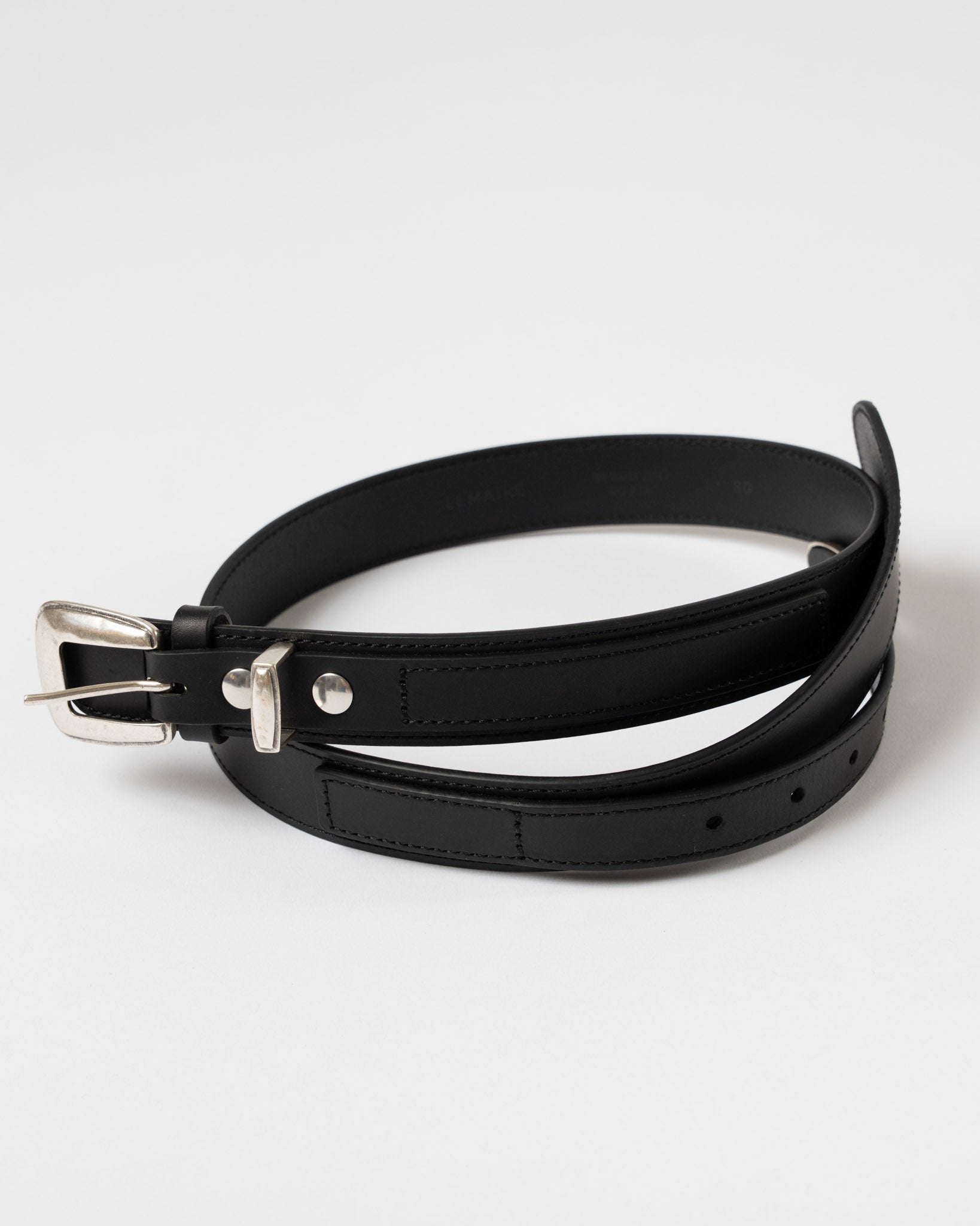 Lemaire Minimal Western Belt in Black Curated at Jake and Jones