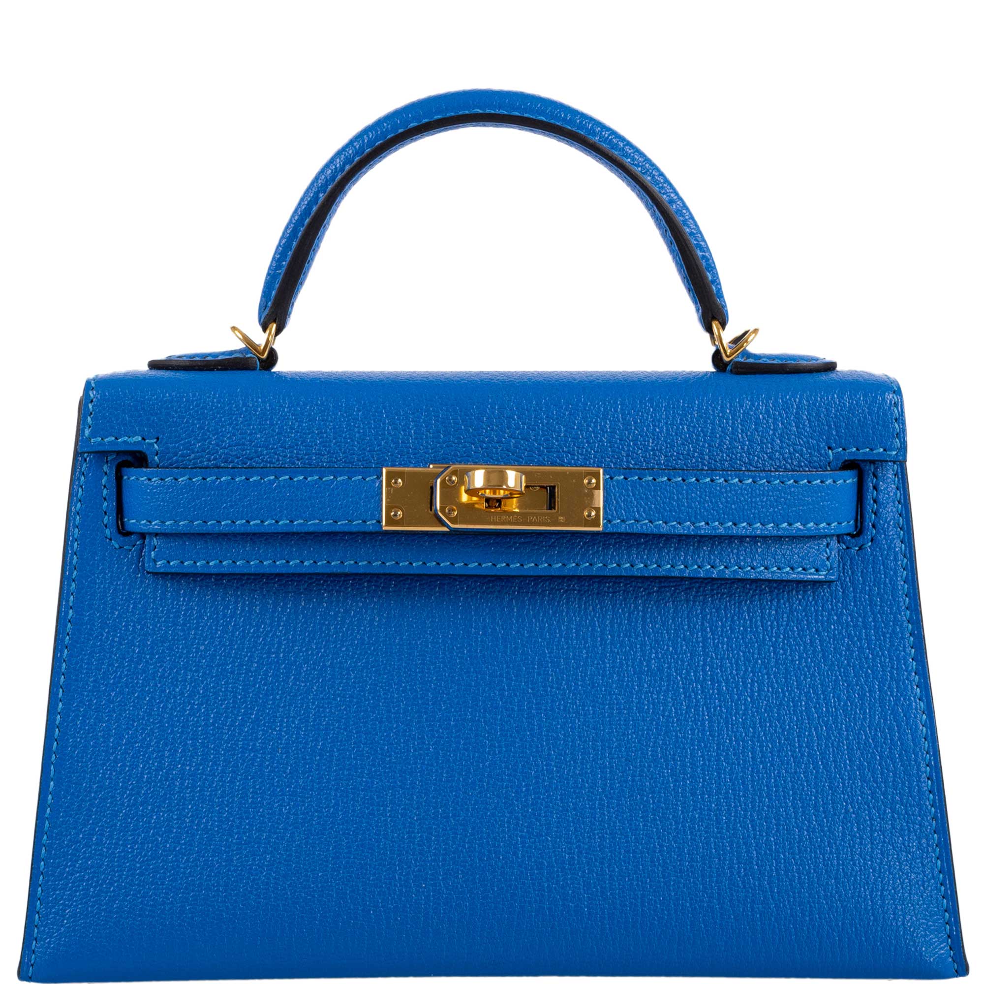 Hermès Kelly 20 Mini II Bleu Hydra Chevre Mysore Gold Hardware