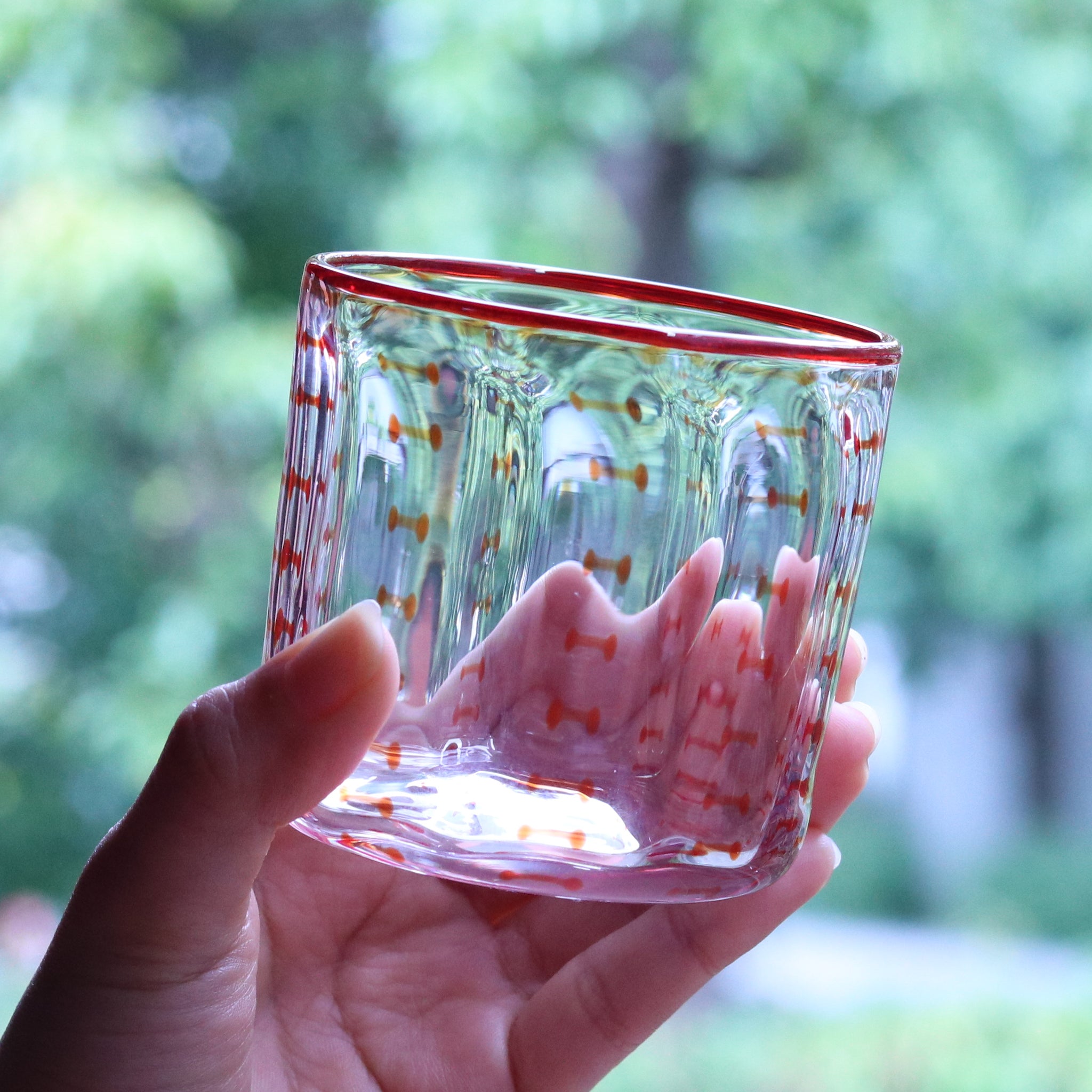 肥前びーどろ ロックグラス | 縄文ロック | 赤 | 副島硝子