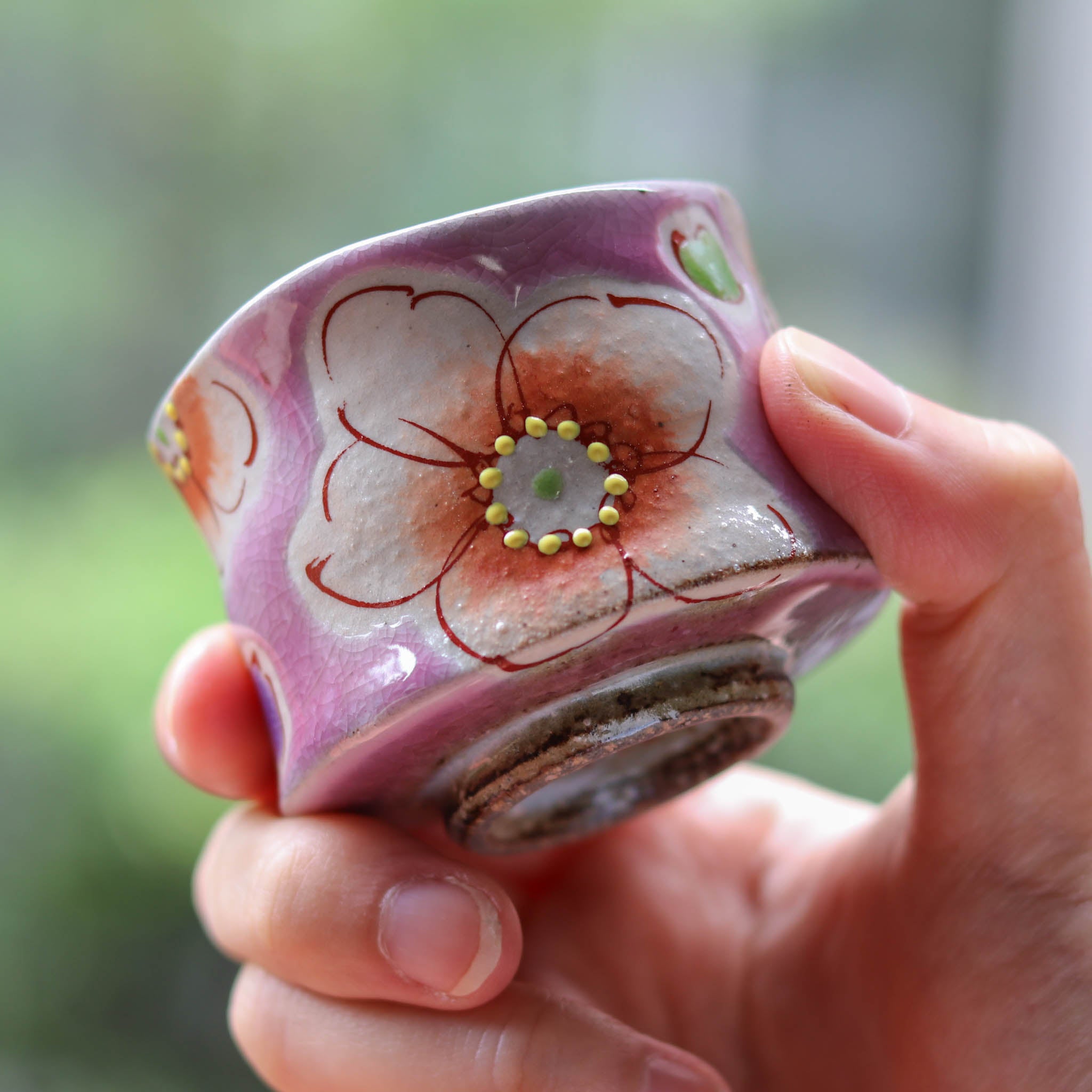 九谷焼 酒器 | ぐい呑み | ピンク花うらら | 虚空蔵窯