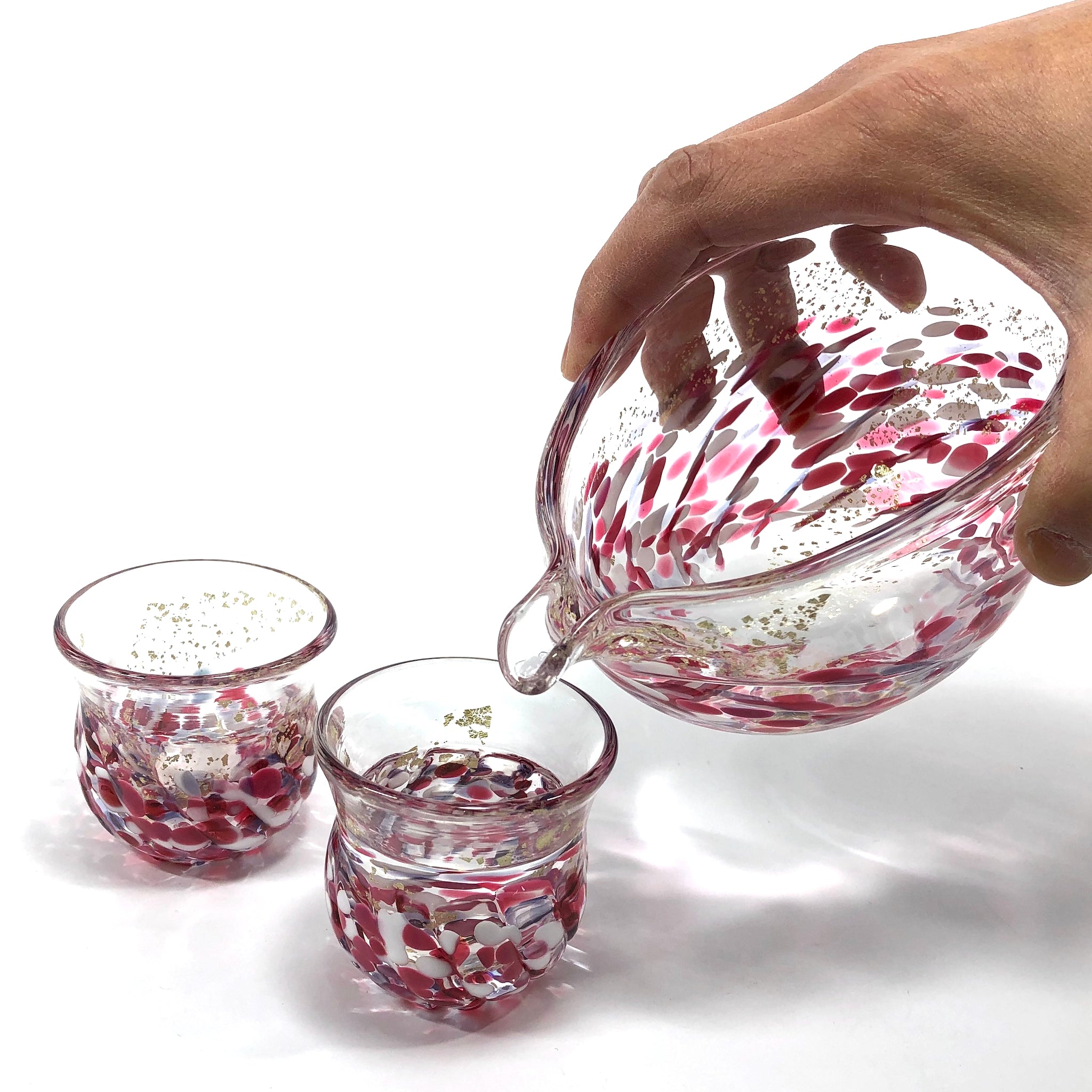 津軽びいどろ 酒器セット | 片口 盃 | 花筏 | 北洋硝子