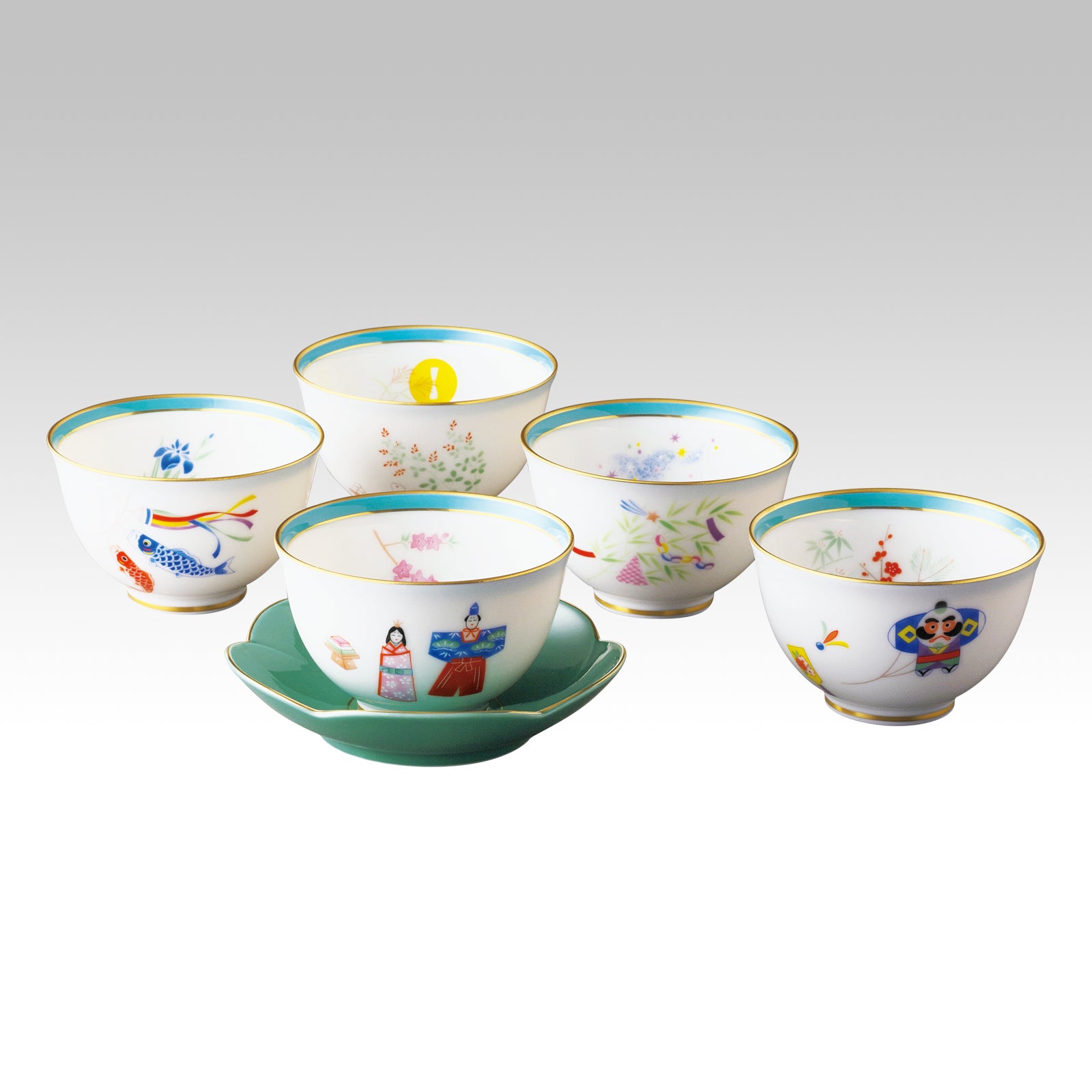 有田焼 湯のみ | 月ごよみ | 湯のみ 5客セット(5絵柄) | 香蘭社