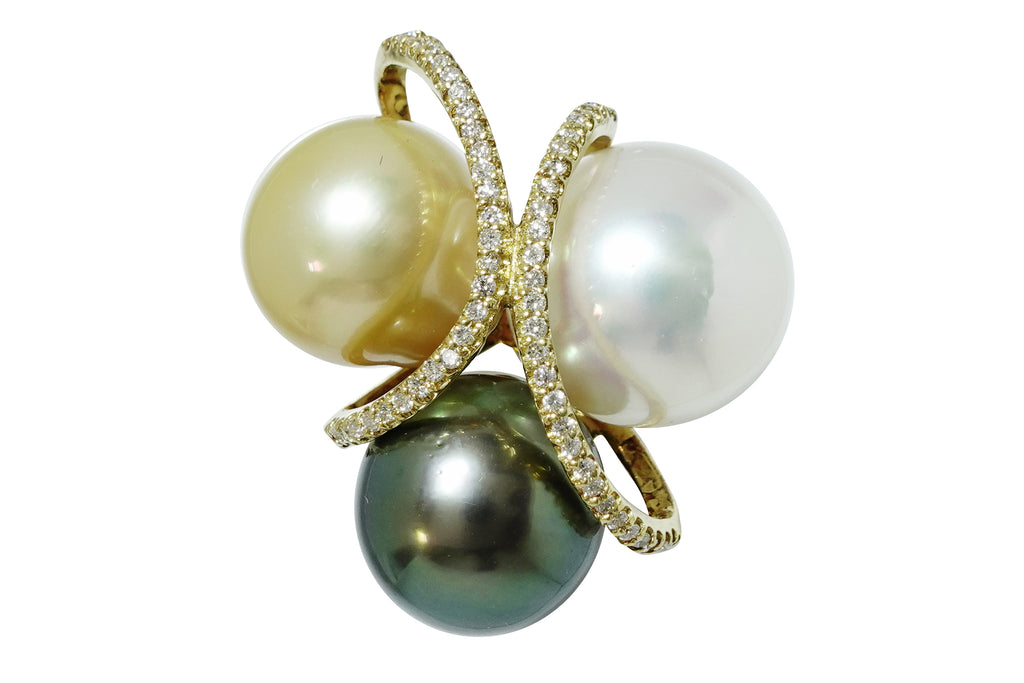 South Sea Pearl K18白蝶（白・ゴールド系）/黒蝶パール ダイヤモンド