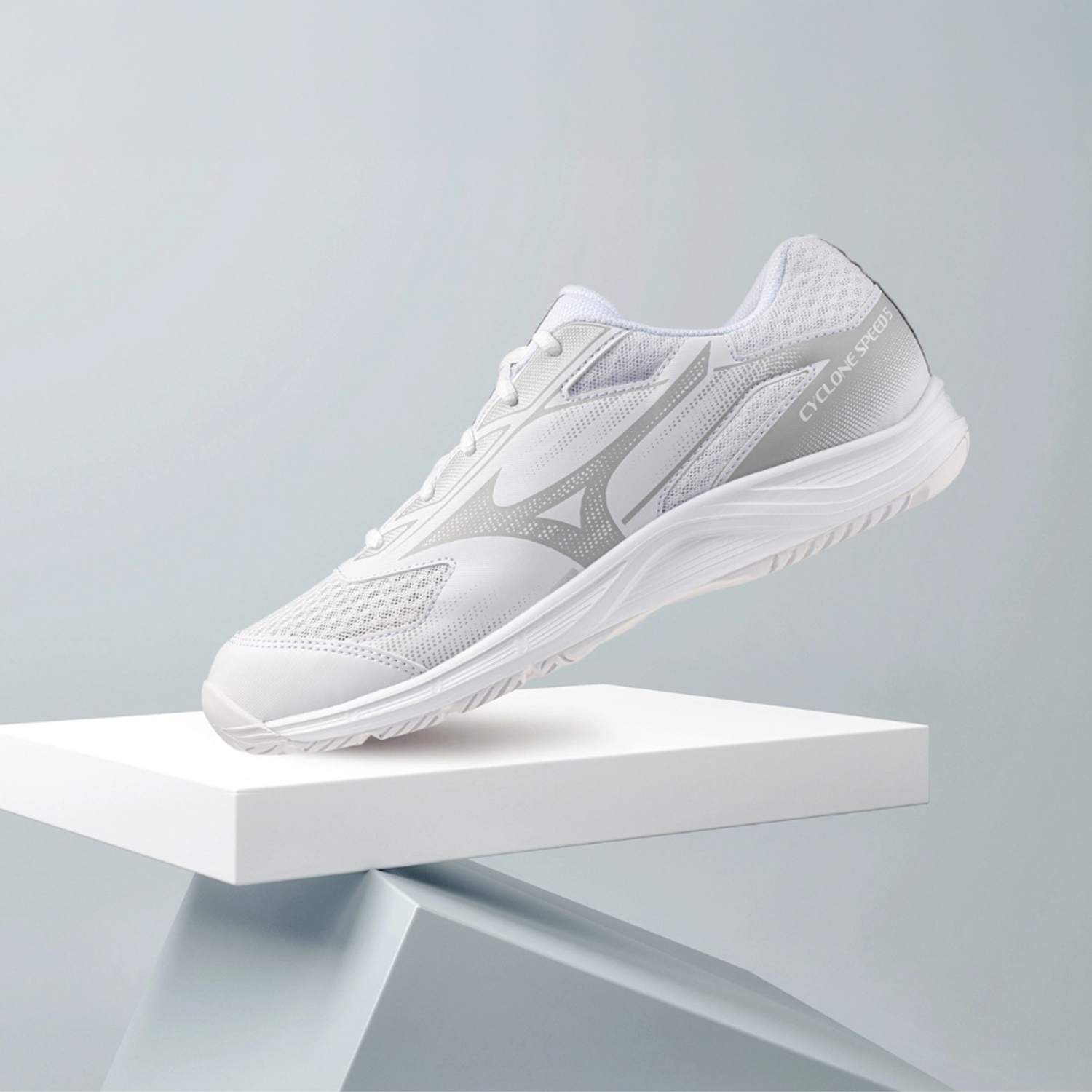 Mizuno Cyclone Speed 5 Wide Court Shoe (White/Silver) – JoyBadminton