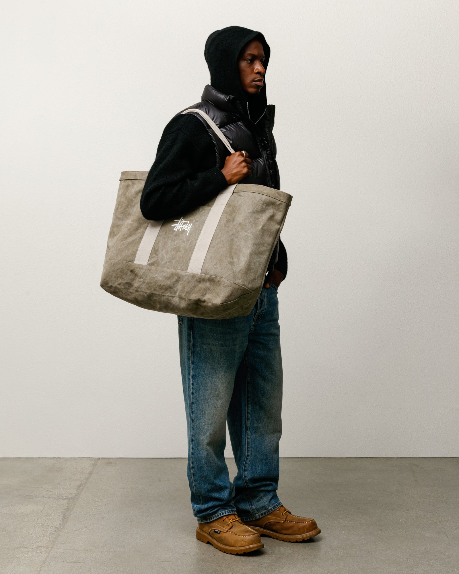 Waxed Canvas Extra Large Tote – Stone | Accessories | Stüssy Japan