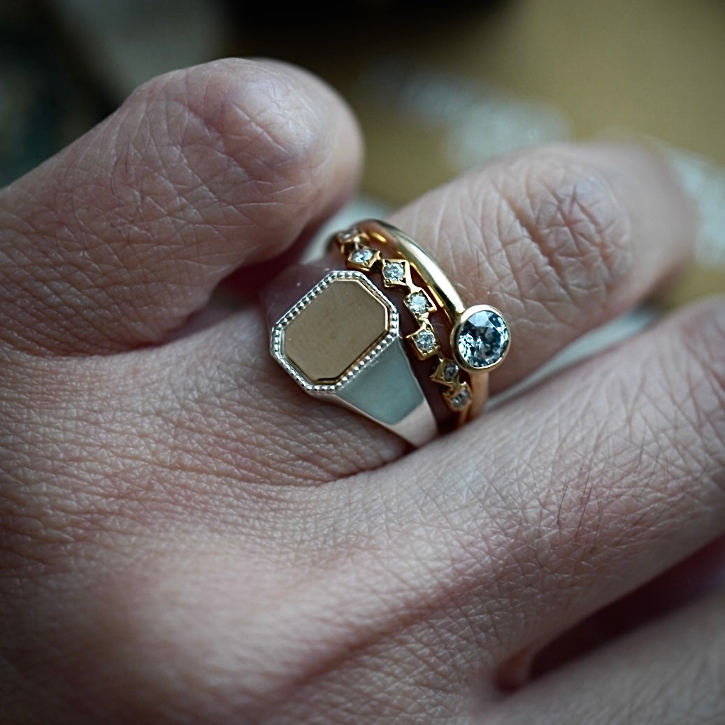 コンビ】 Octagon S Combi Signet Ring – K1820 ATELIER
