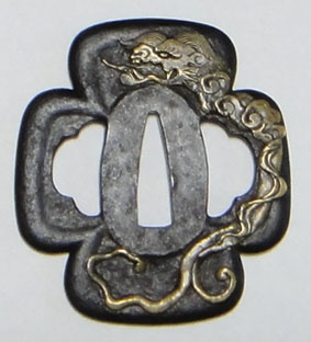 無銘）志水五代甚吾茂永「雨龍図」鐔