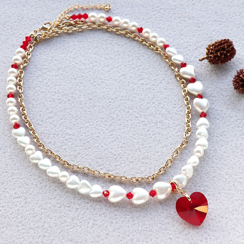 レシピNo.KR1125 パールハートの2連ネックレス – 貴和製作所オンライン