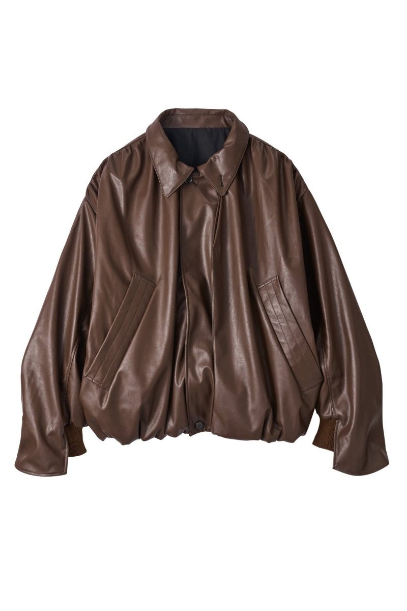 voluminous leather jacket(unisex)/brown | KNUTH MARF