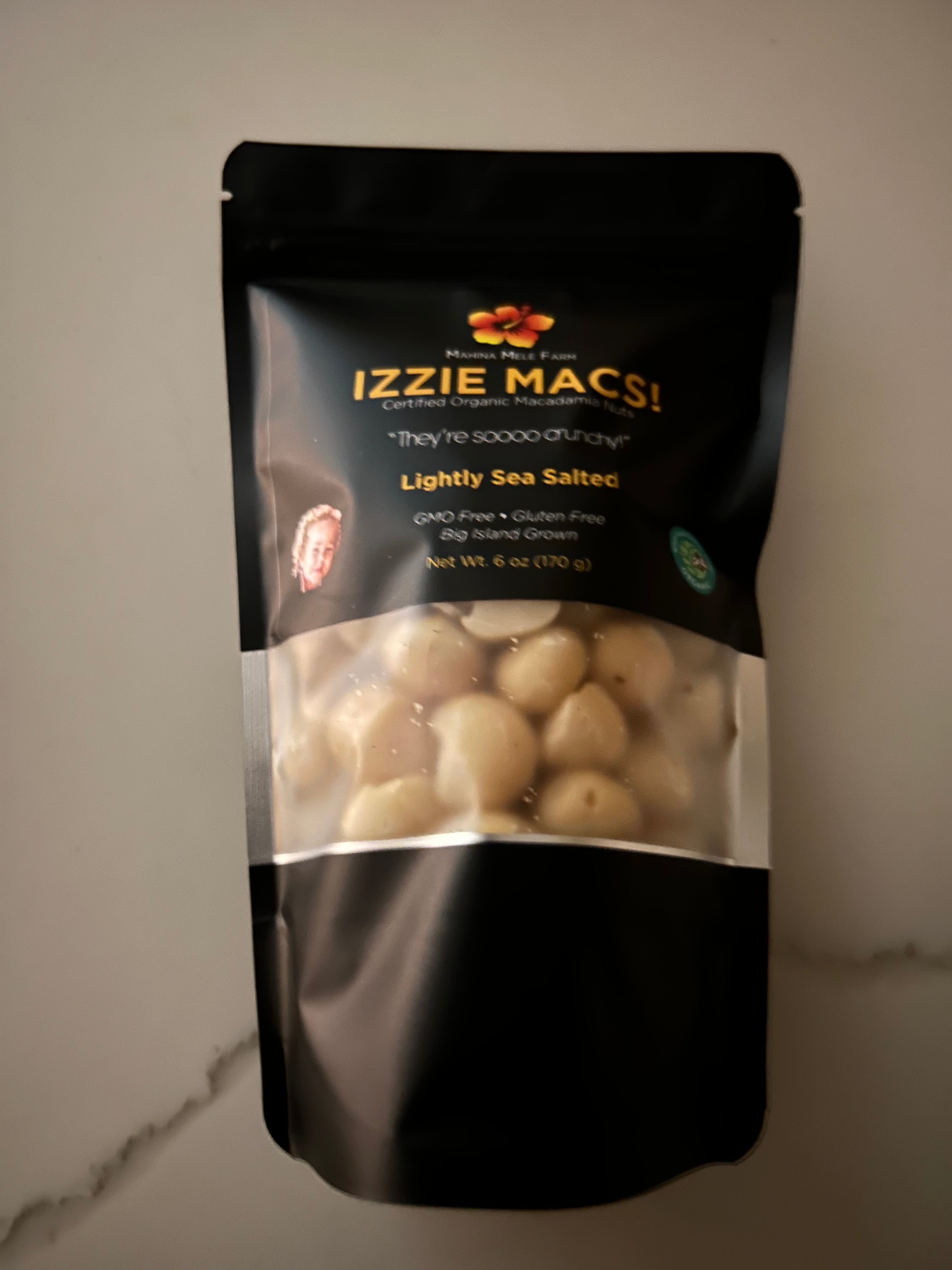 Organic Izzie Macs! Macadamia Nuts-Lightly Sea Salted – Kona Rose