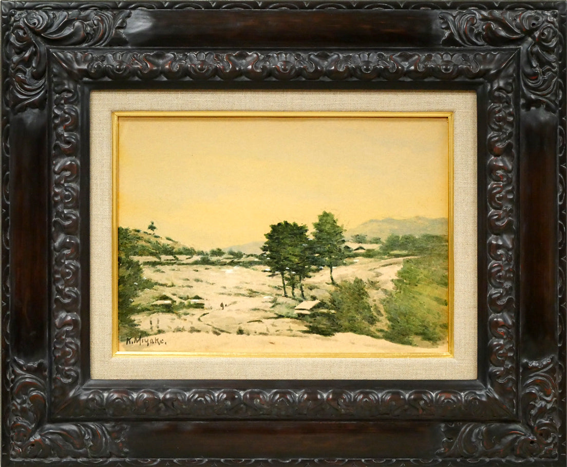 三宅克己「雪の朝」水彩画・4号 絵画買取・販売の小竹美術