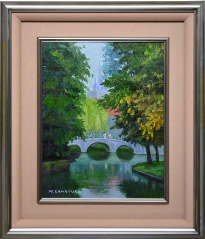 川村正男「メガネ橋」油絵・F6号 絵画買取・販売の小竹美術