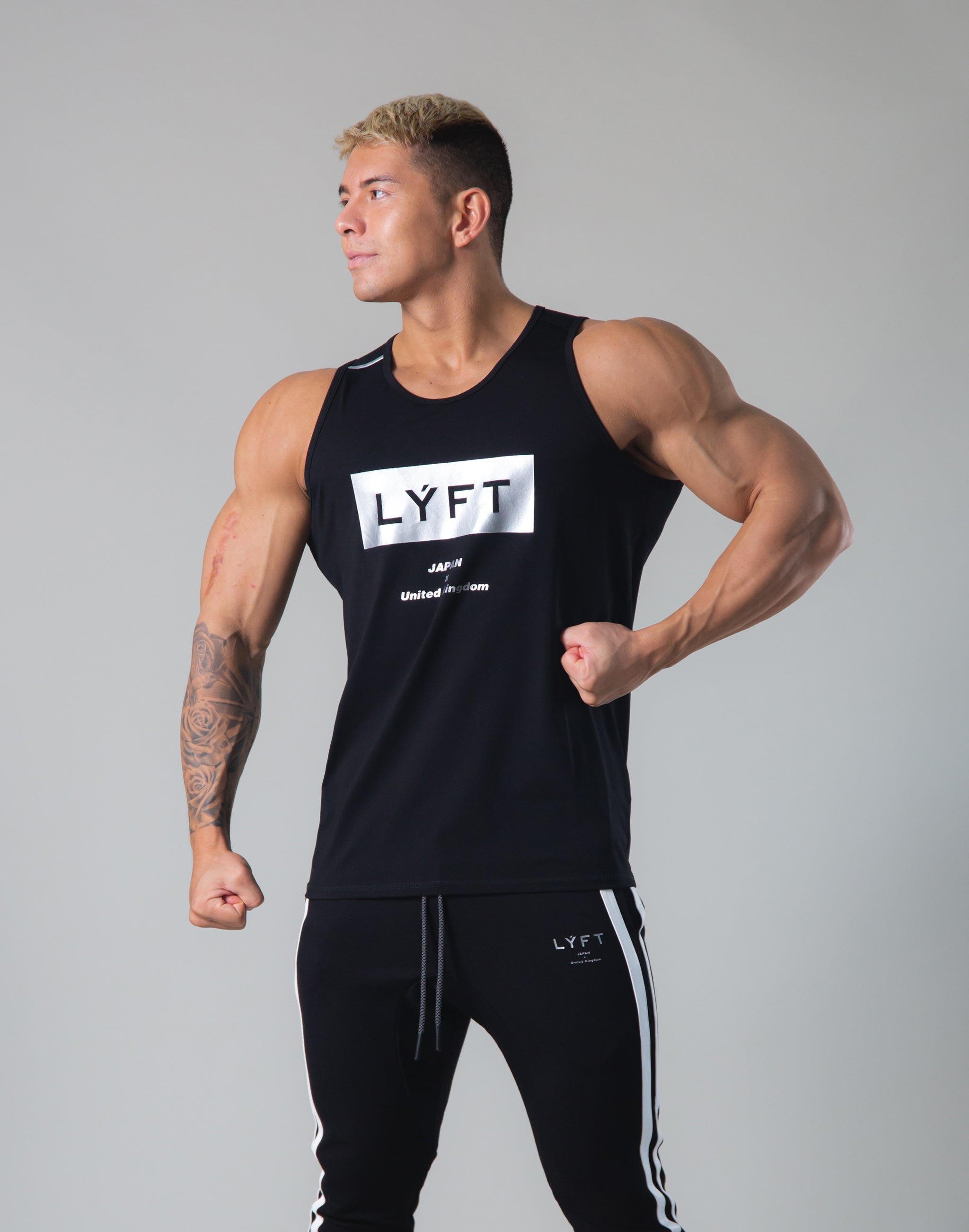 LÝFT Box Logo Standard Fit Stretch Tanktop - Black