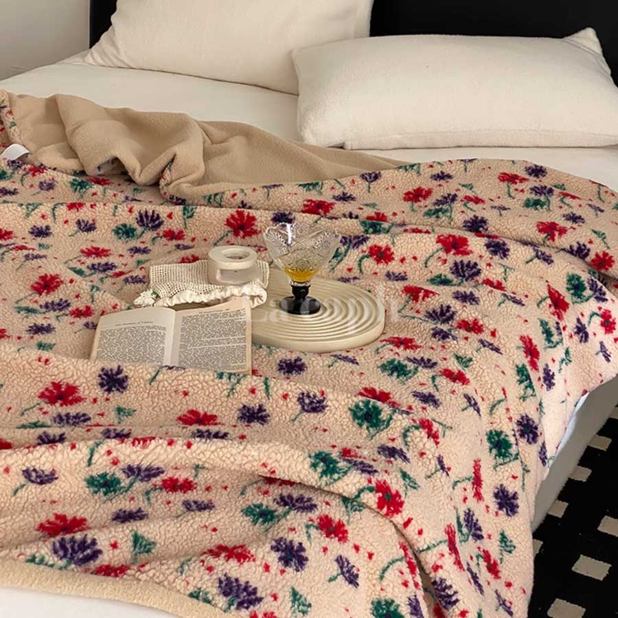 ソフトボアブランケット(4design)（茶・白・橙・黒）まるで雲の上の