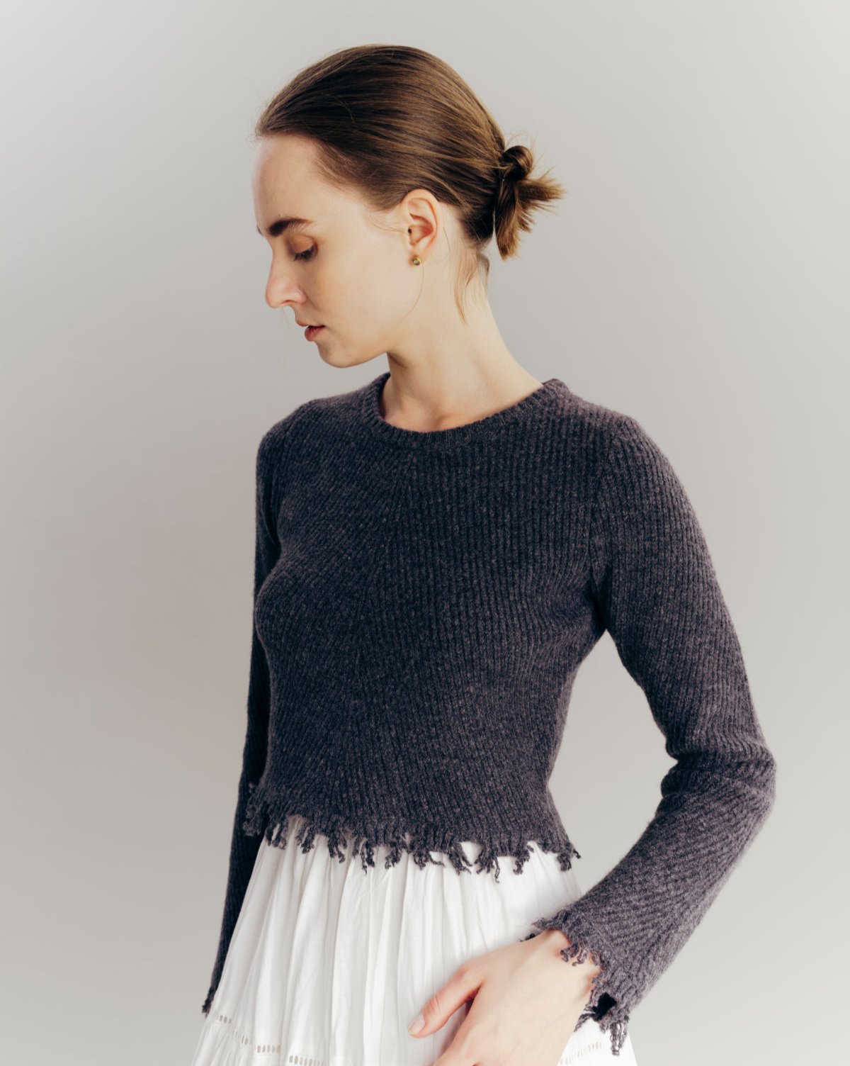 Cropped Damage Knit tops – L'AUBE BLANC