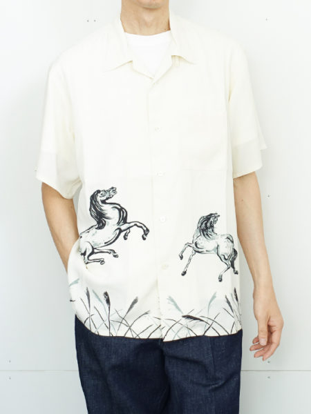 OLD JOE】ORIGINAL PRINTED OPEN COLLAR SHIRTS HORSE S/S | legrow