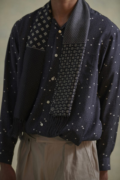 OLD JOE 】SILK CALICO SCARF TIE & FRINGE STALL | legrow