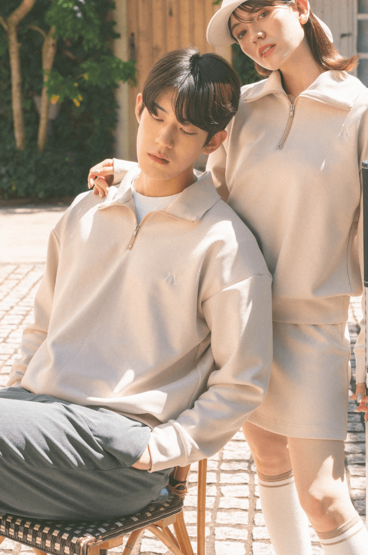 Mens Mochi suède zip top beige – LE.NAN