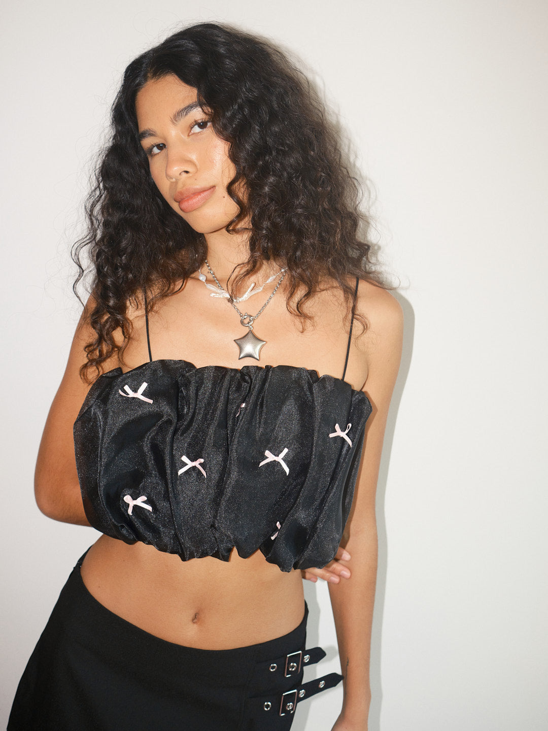 Jemma Bubble Top - Black Pink Bow – Lisa Says Gah
