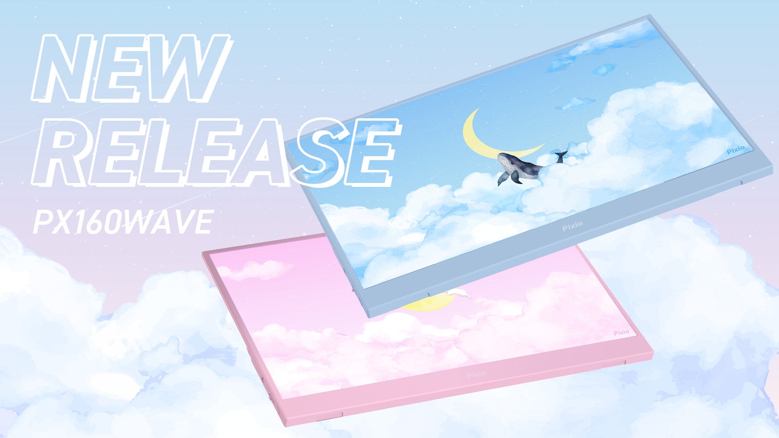 Pixio」のポータブルモニターシリーズからパステルピンク・パステル
