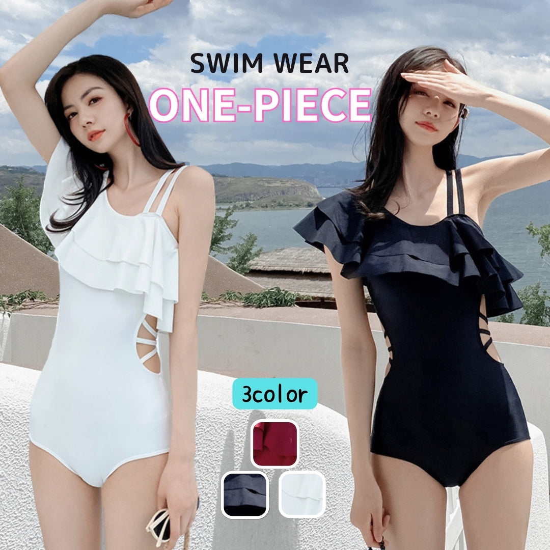 フリルワンピース水着（ワンショルダー＆華やか） – PORCO CASA