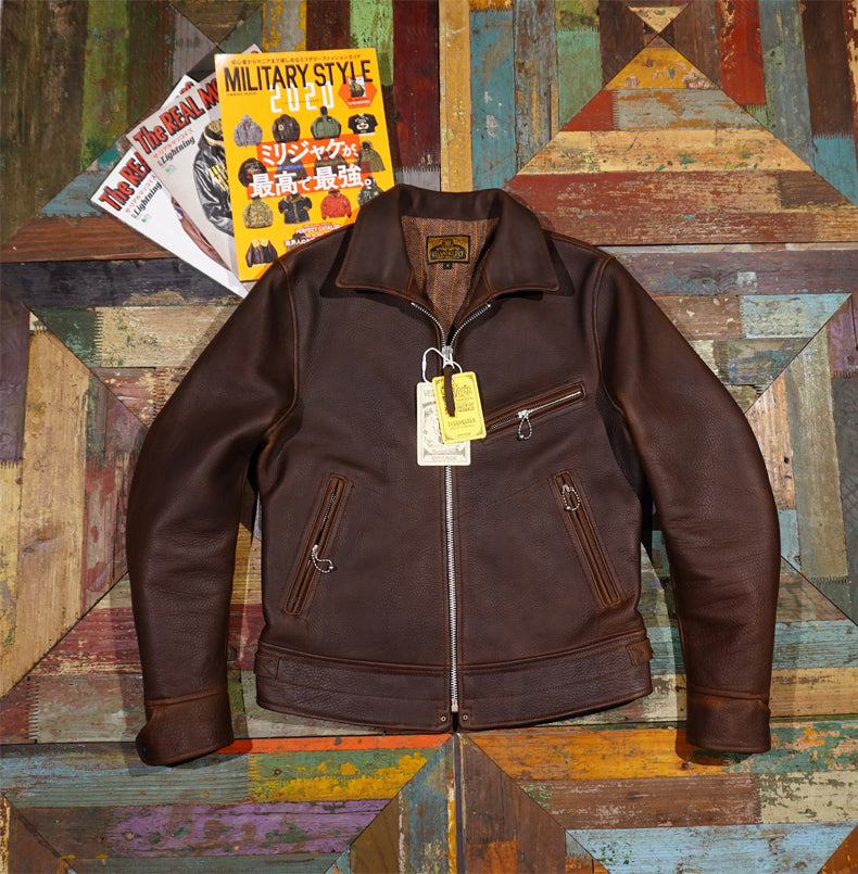 2mm厚Horweenレザー使用☆カウレザーシングルライダース ジャケット