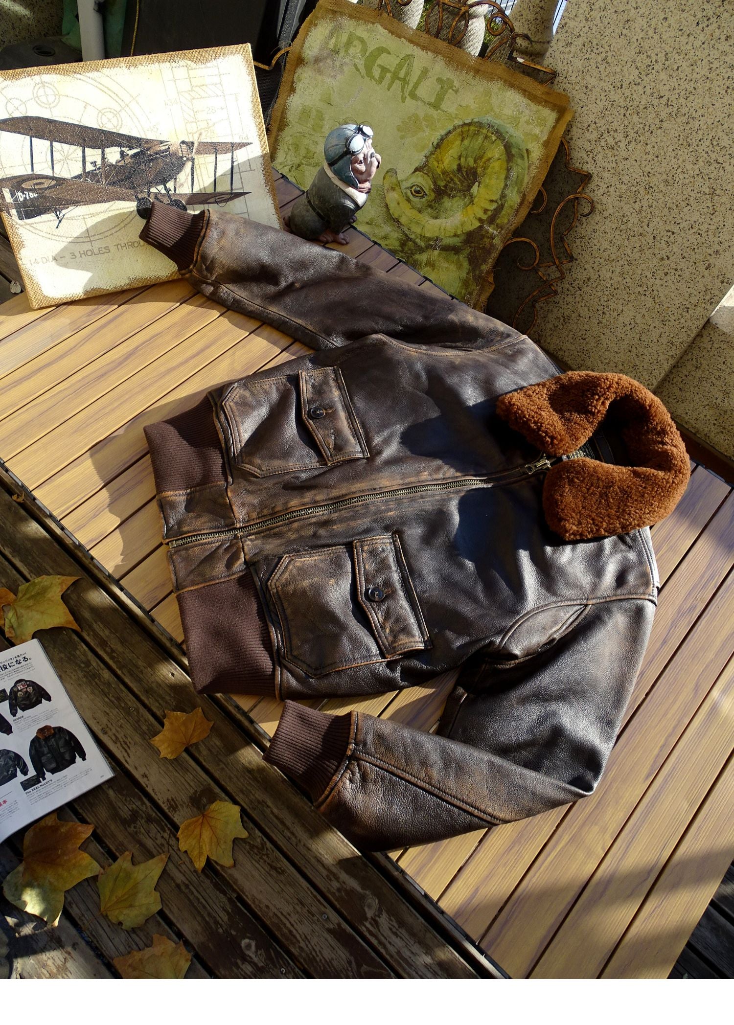 茶芯カーフレザーG-1 フライトジャケット XS～5XL – quietman clothes