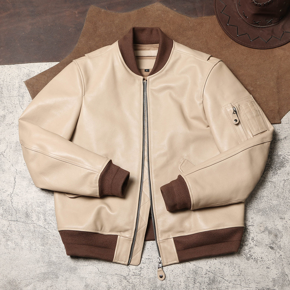 カウレザー MA-1 フライトジャケット クリーム M～4XL – quietman clothes