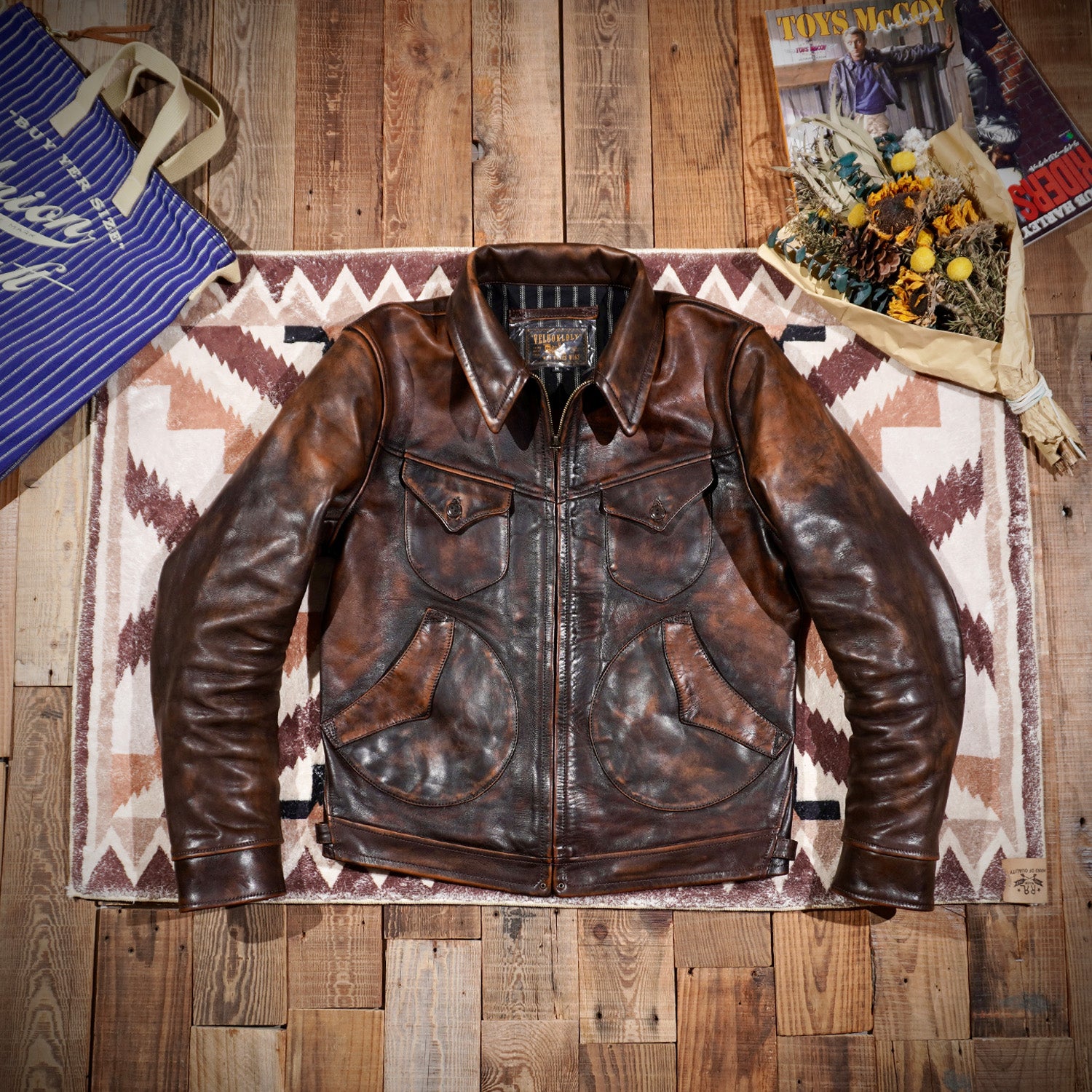 70's ヴィンテージ復刻 茶芯 カウレザー シングルライダース