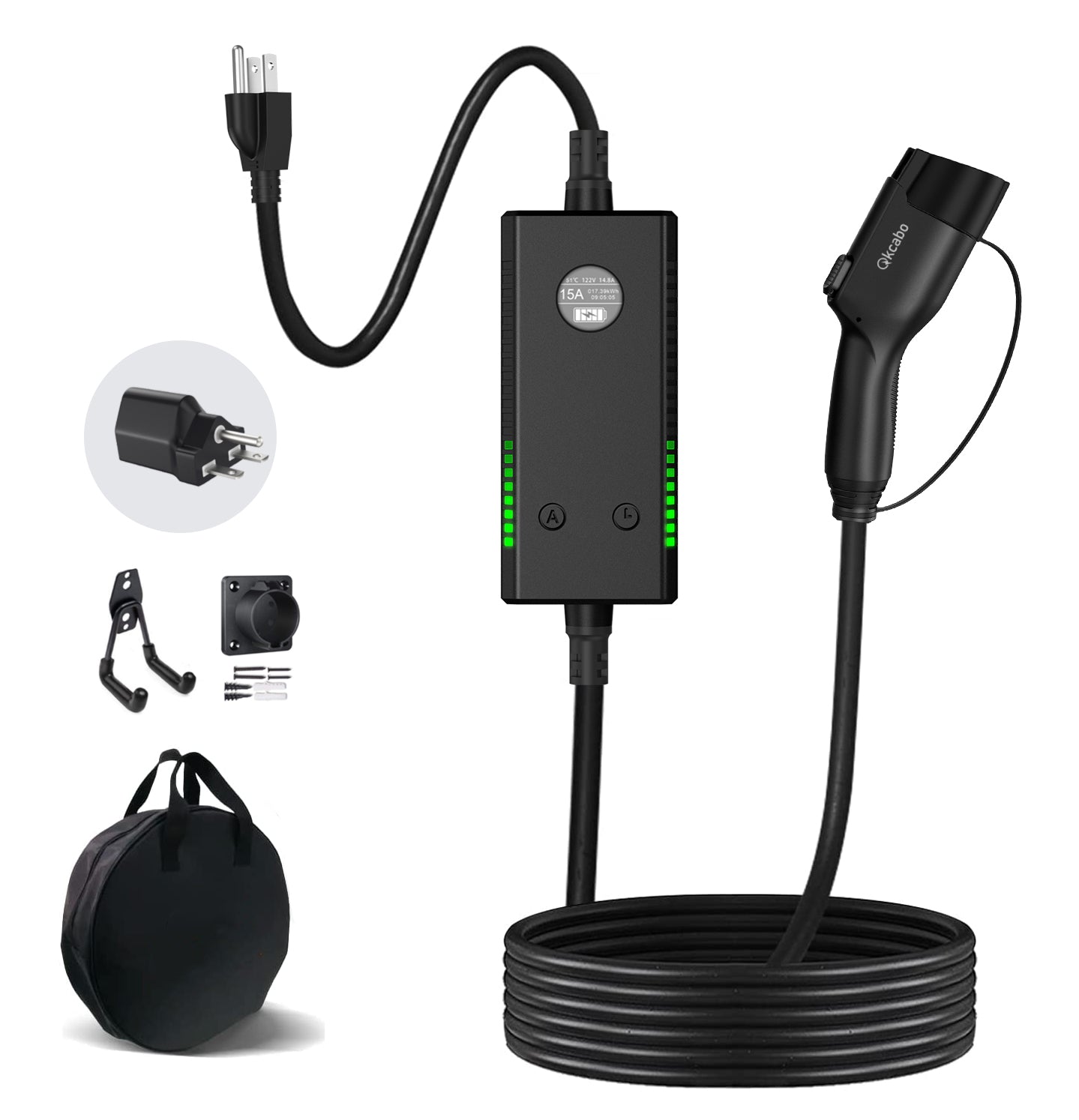 Qkcabo 電気自動車 充電ケーブル EV 充電器 100V/200V変換、SAE J1772