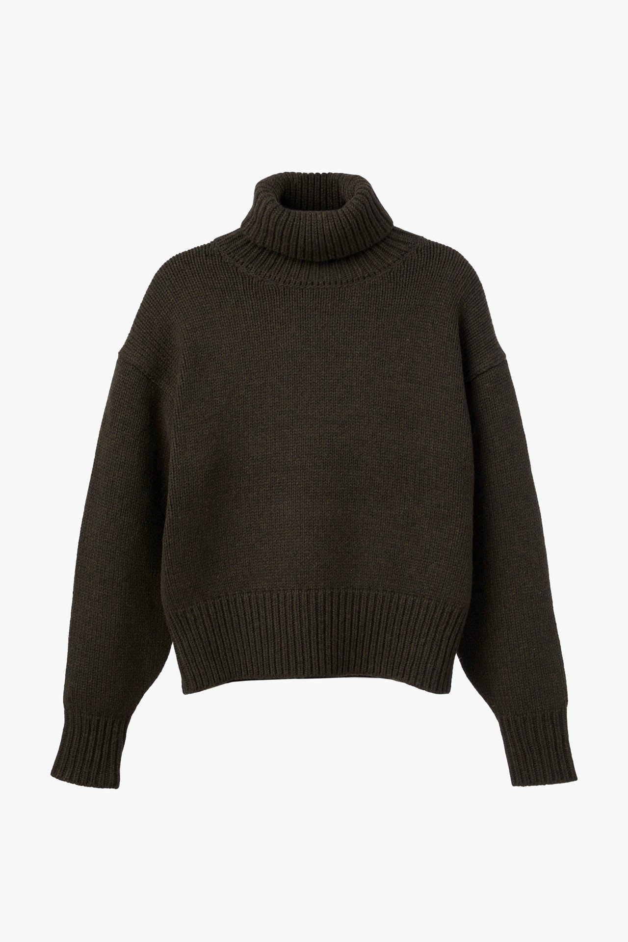 Turtle Neck Knit Sweater Olive