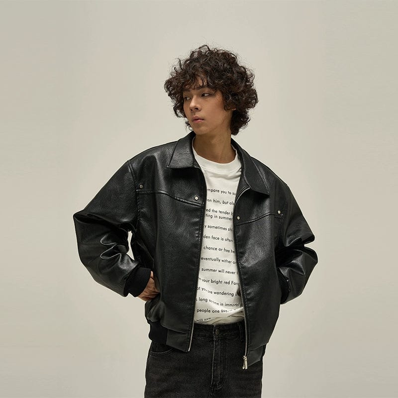 RT No. 10042 LEATHER ZIP-UP JACKET – REALTAKAI