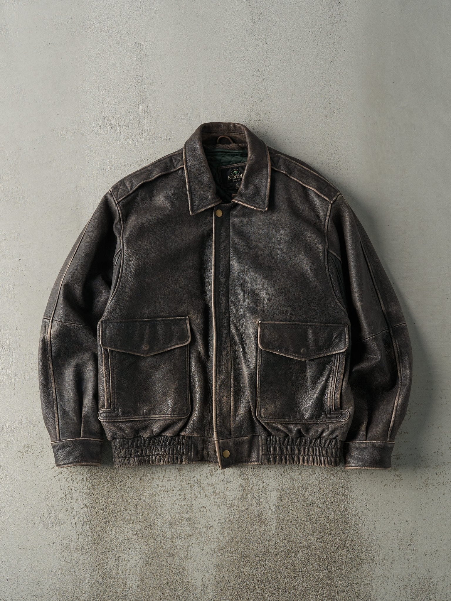 Vintage Y2K Brown Red Head Leather Jacket (XL) – Rebalance Vintage