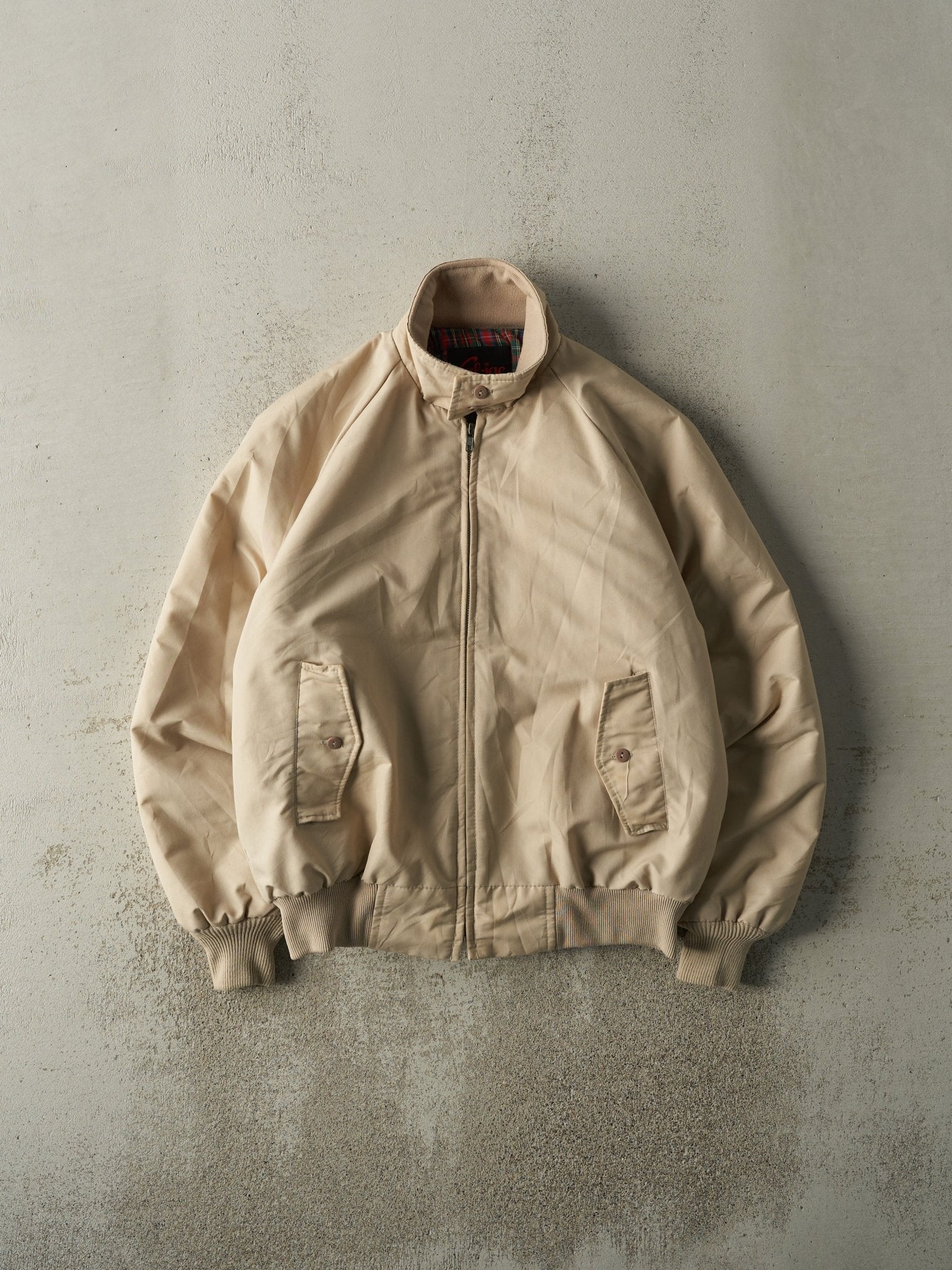 Vintage 80s Beige Flannel Lined Harrington Jacket (M) – Rebalance