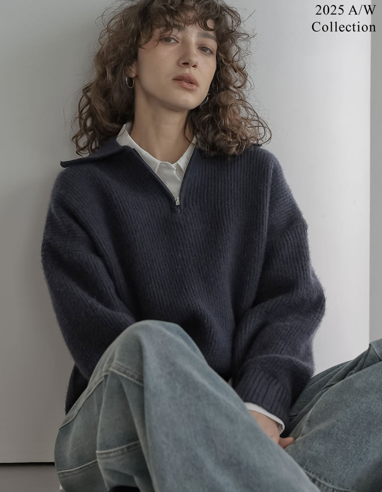 静電気防止ハーフジップニットプルオーバー - トップス通販 | 人気