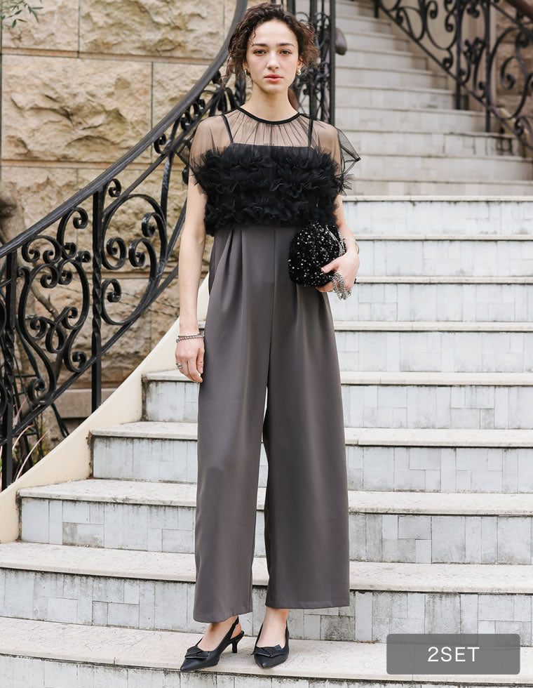 フリルチュールボレロセットオールインワン - オールインワン通販