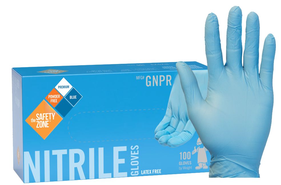 Hospeco Brands GNPR-LG-1M - Blue Nitrile Gloves, Food Safe, 4-mil