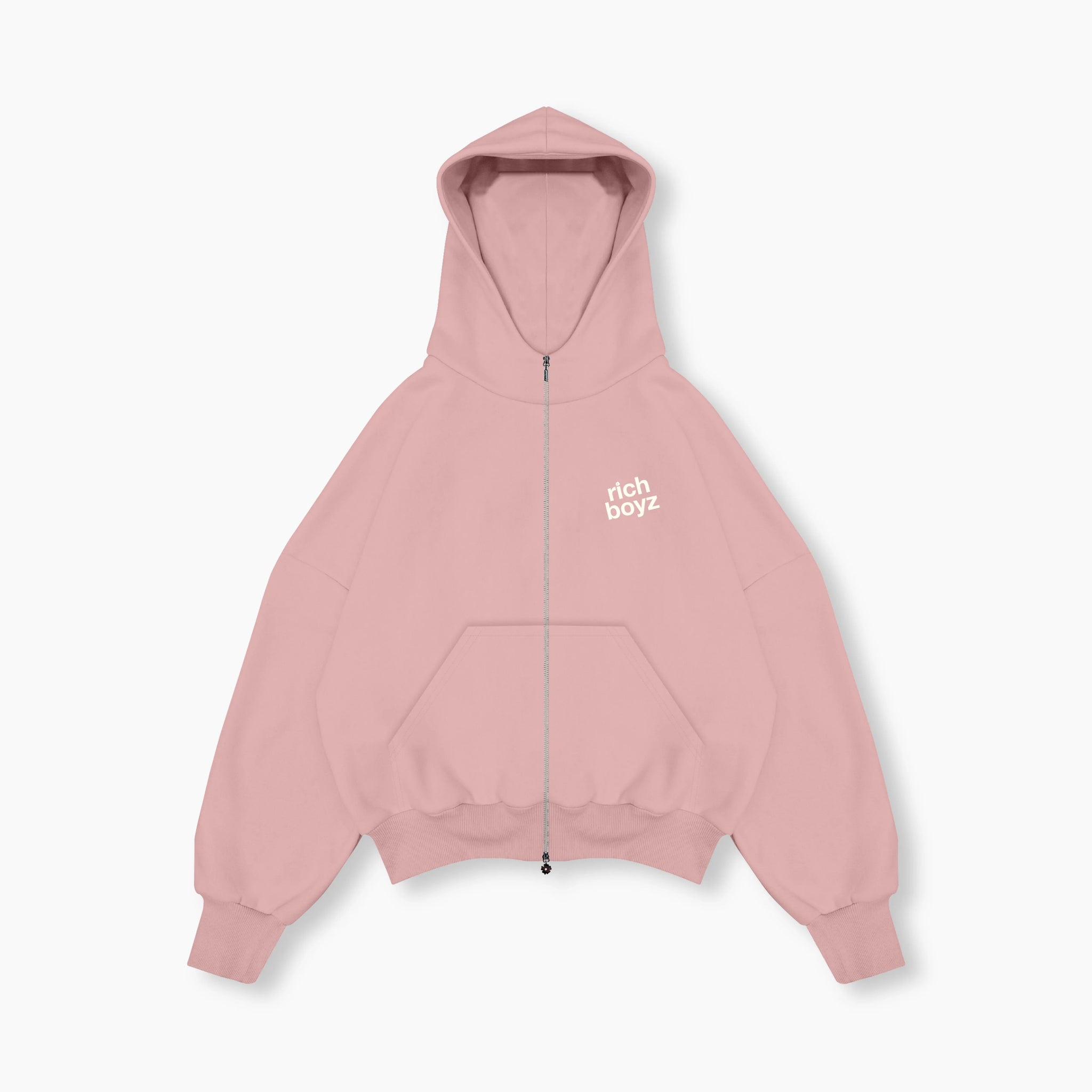 Double Zip Box Hoodie - Pink