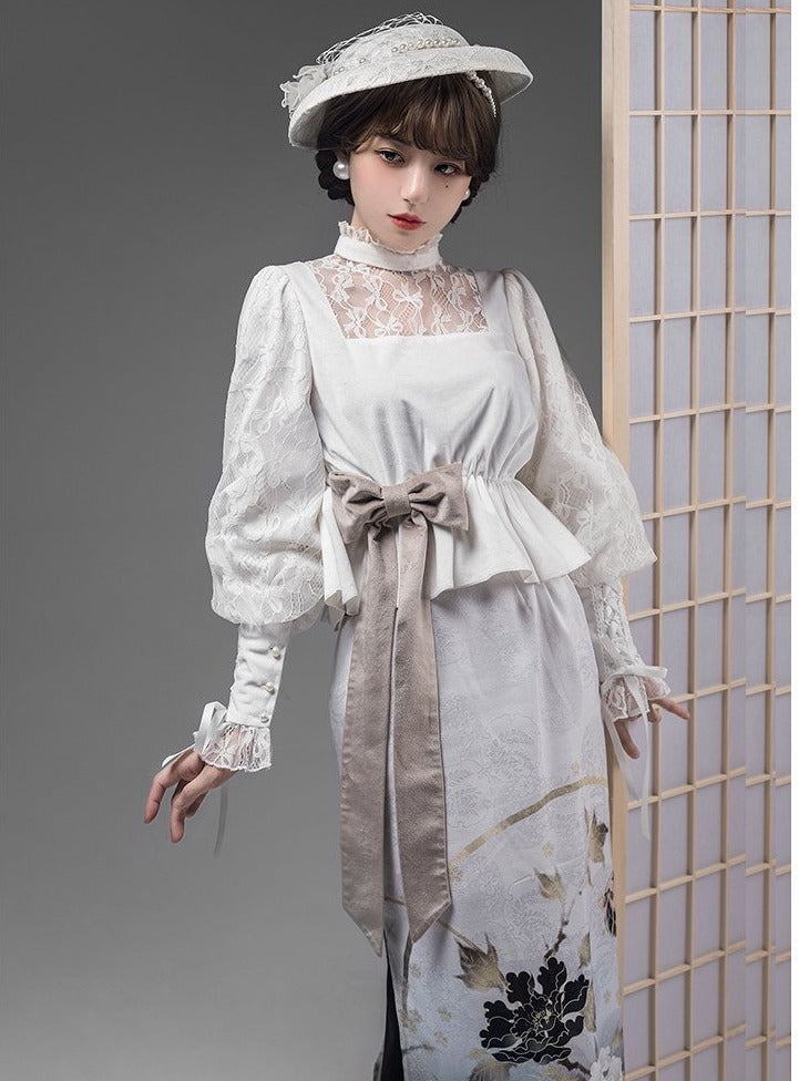 レース刺繍の長袖パフスリーブ トップス – ロリータファッション通販RonRon