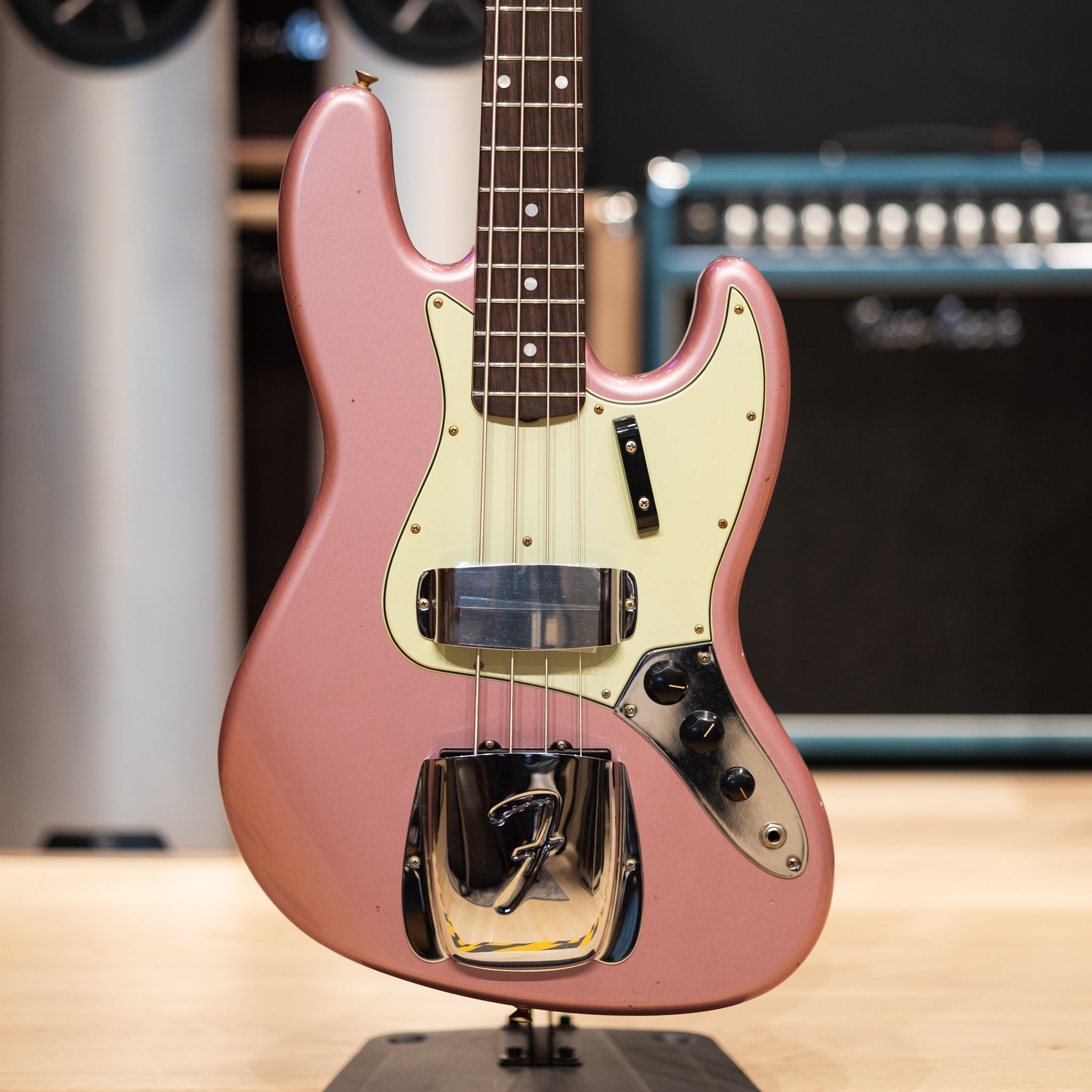 Fender Custom Shop 65 Jazz Bass Journeyman - Faded Burgundy Mist