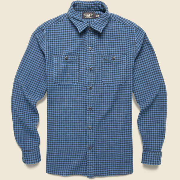 Farrell Cotton/Linen Workshirt - Blue/Sulphur Black