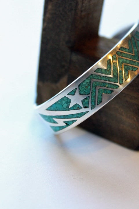 Mt.hill」 サンダーボルトバングル キャリコレイクターコイズチップ