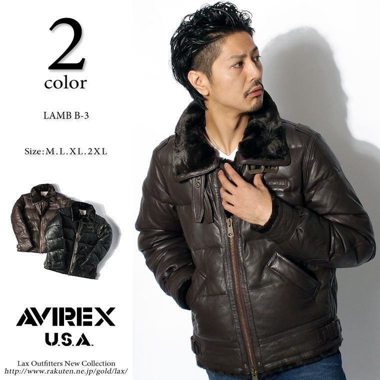 ダウンジャケット メンズ レザーダウン アビレックス avirex B-3