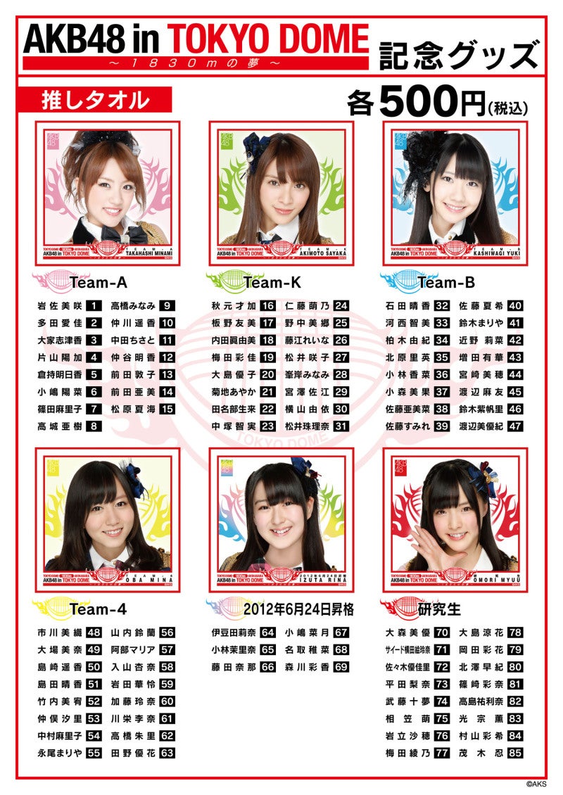 AKB48 in TOKYO DOME～1830mの夢～｣グッズ販売のお知らせ | AKB48