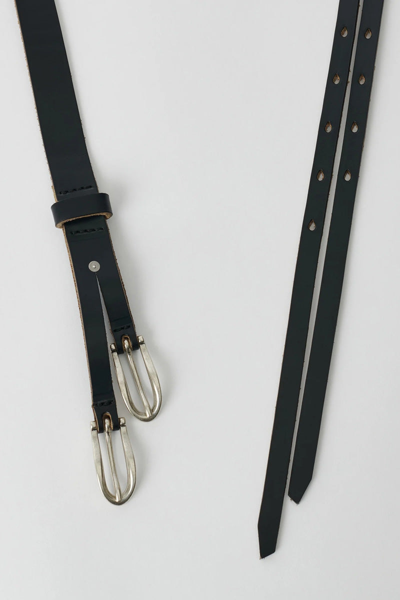 OUR LEGACY | TWIN TONGUE BELT / BLACK CHROMEXCEL LEATHER ツイン