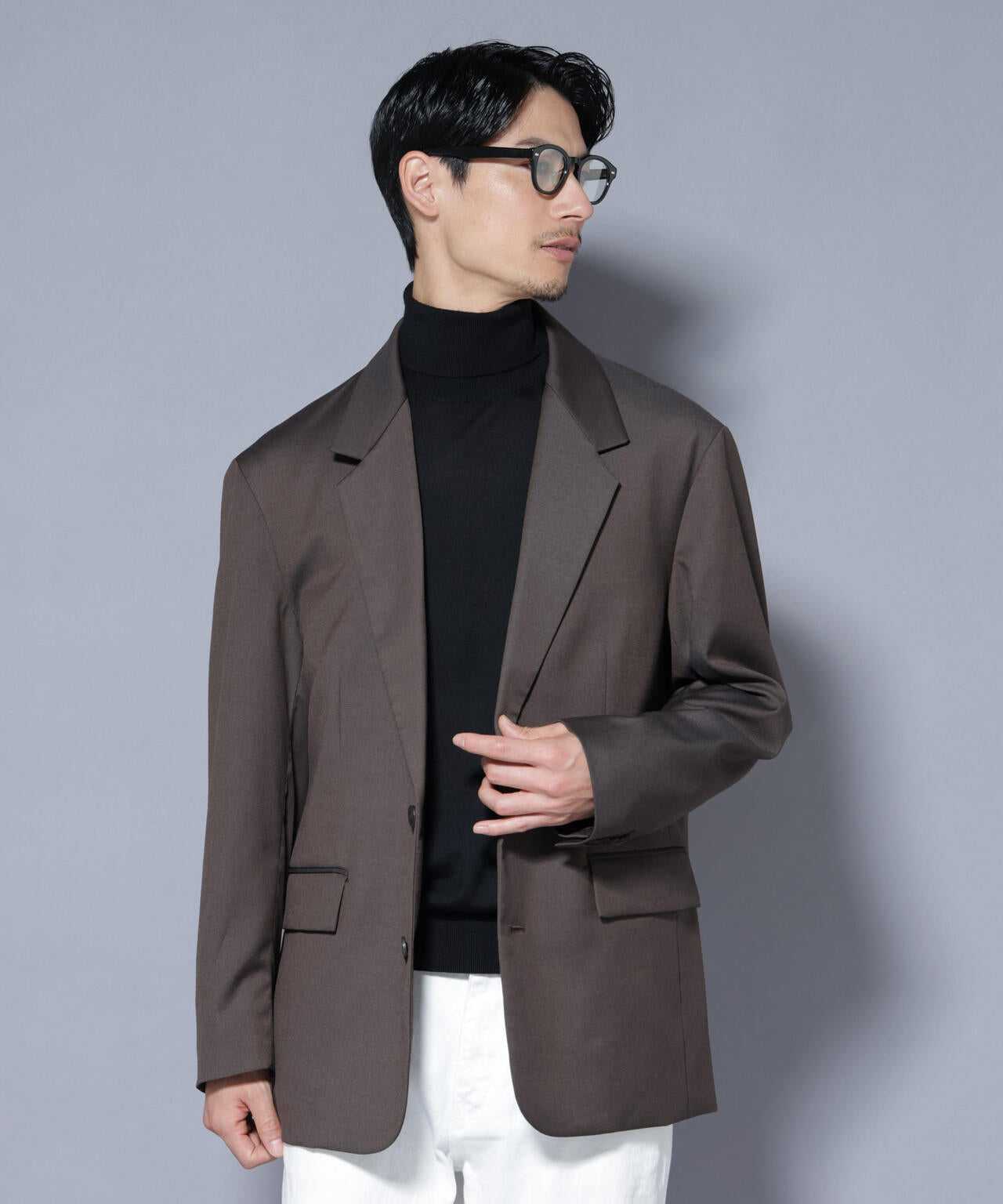 DELEGANTEエアリーサキソニー グリッターストライプテーラード