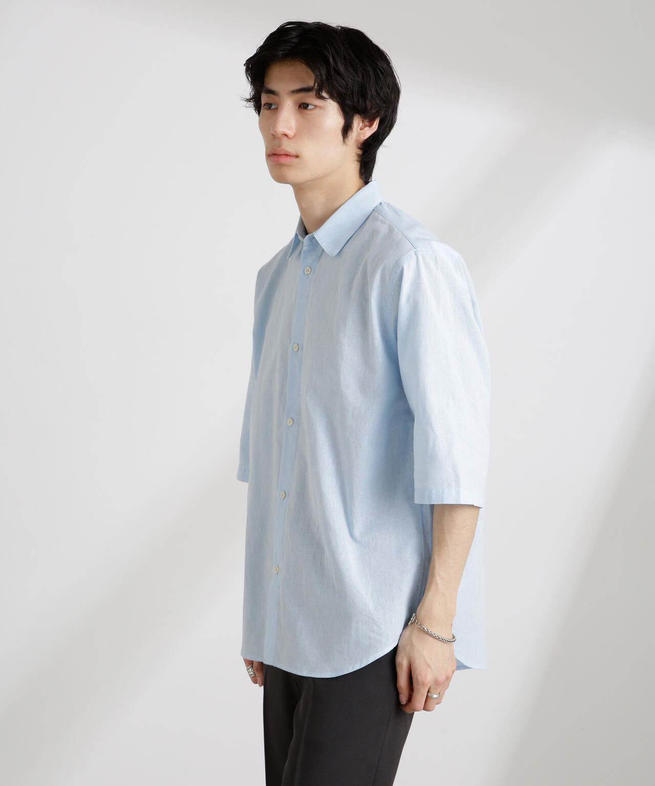 クールマックス リネン レギュラーカラー 7分袖